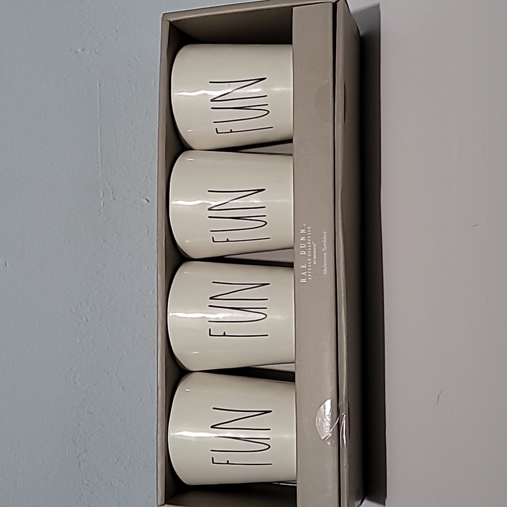 Rae Dunn set of four tumblers. Melamine